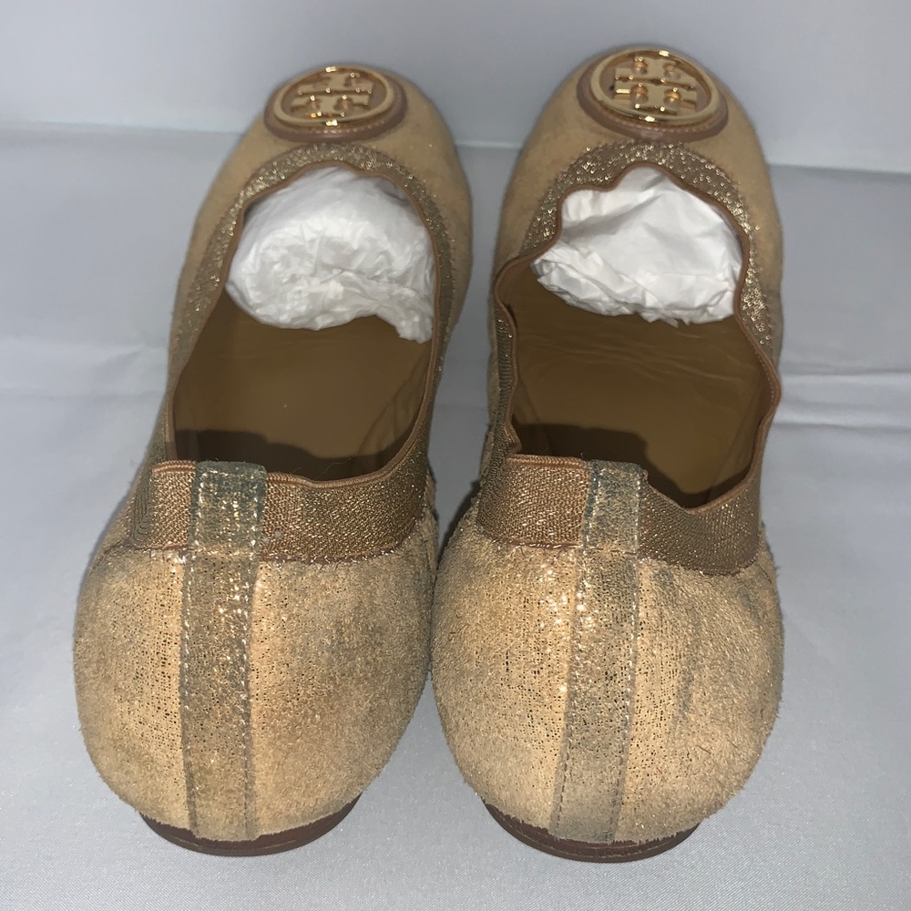Tory Burch Caroline 2 Elastic Metallic Ballet Flat - image 3